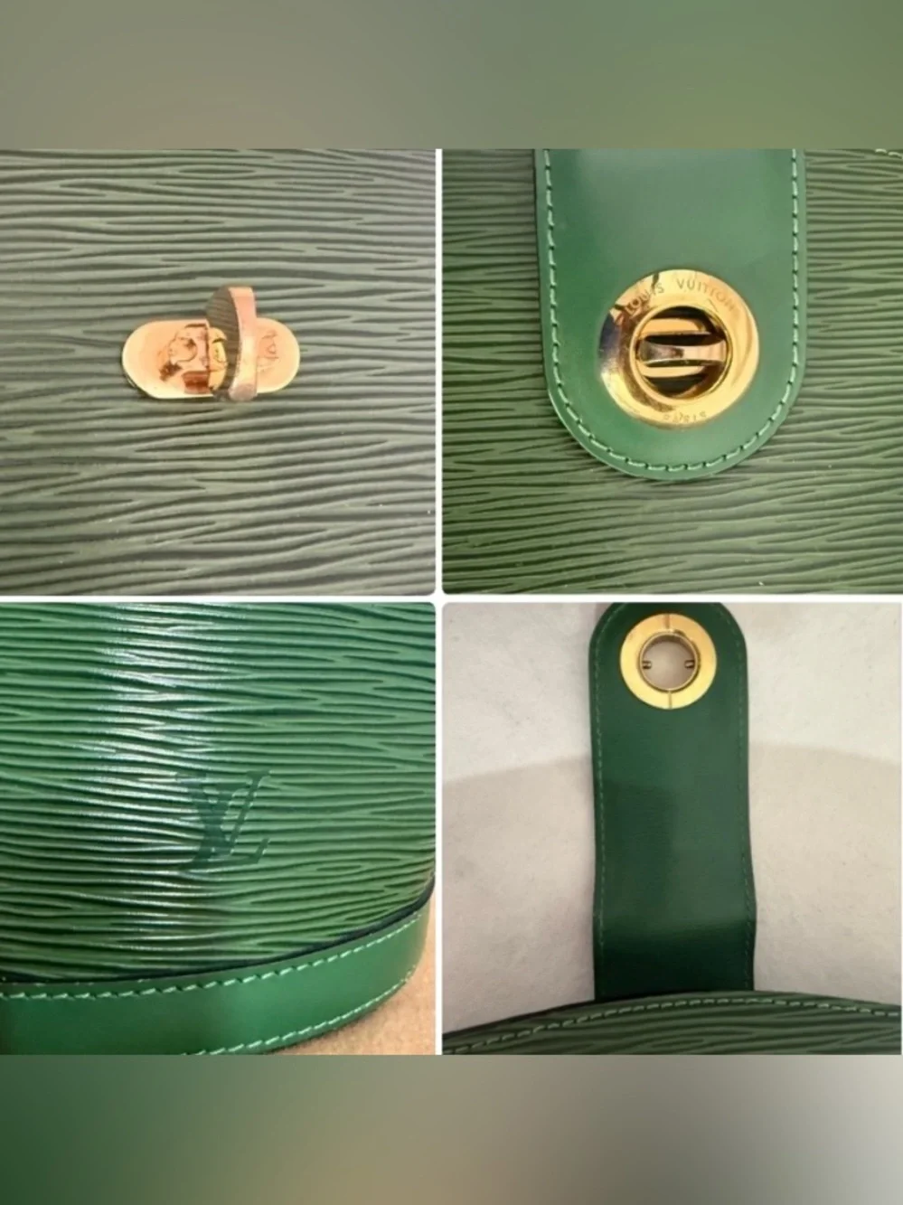 Louis Vuitton Cluny Green Epi Leather Shoulder Bag Vintage with Dust Bag